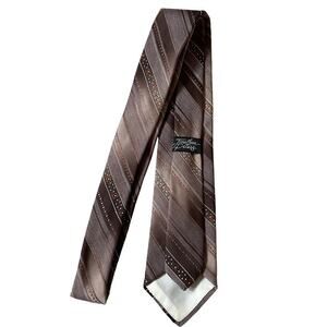Vintage Jonathan Peters Tie | 80s 90s Brown Striped Slim 3”, Business Formal